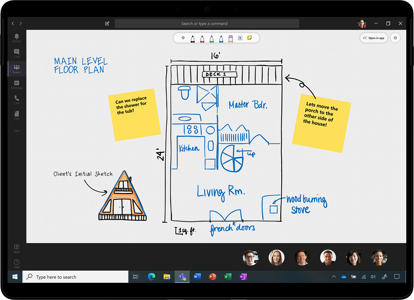 Whiteboard in Microsoft Teams to share content.
