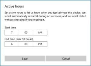 Edit the Active Hours for start and end times.